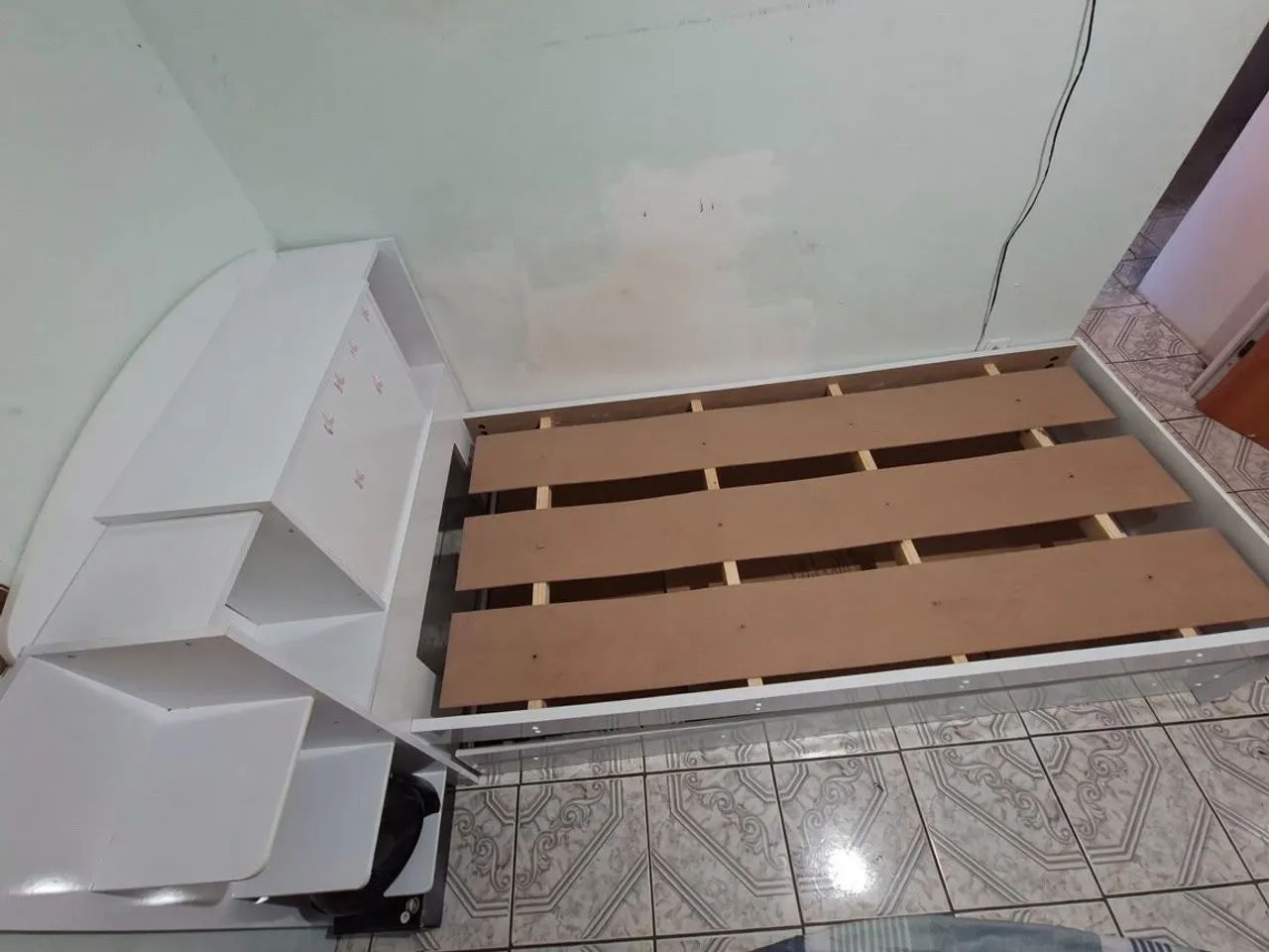 Cama Bibox Solteiro em MDF Colorado Com  Baú Branco - Foto 2