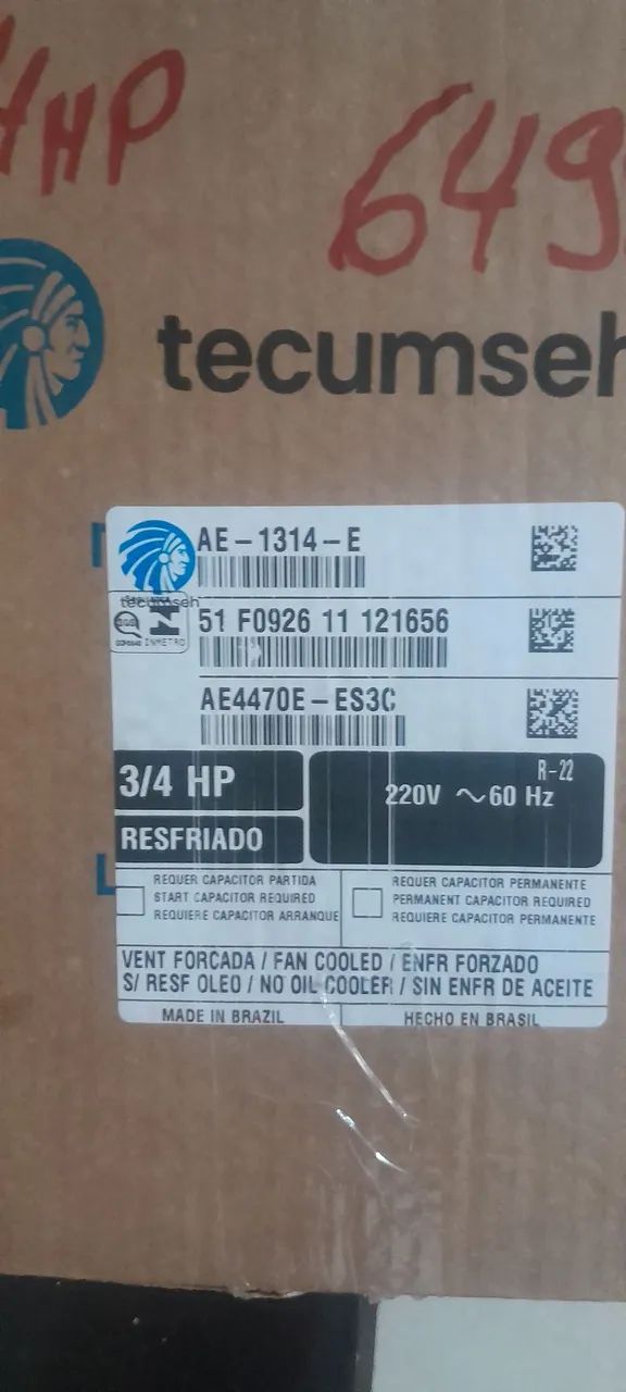 COMPRESSOR TECUMSEH 3/4 HP - R22 - 220V - Foto 3