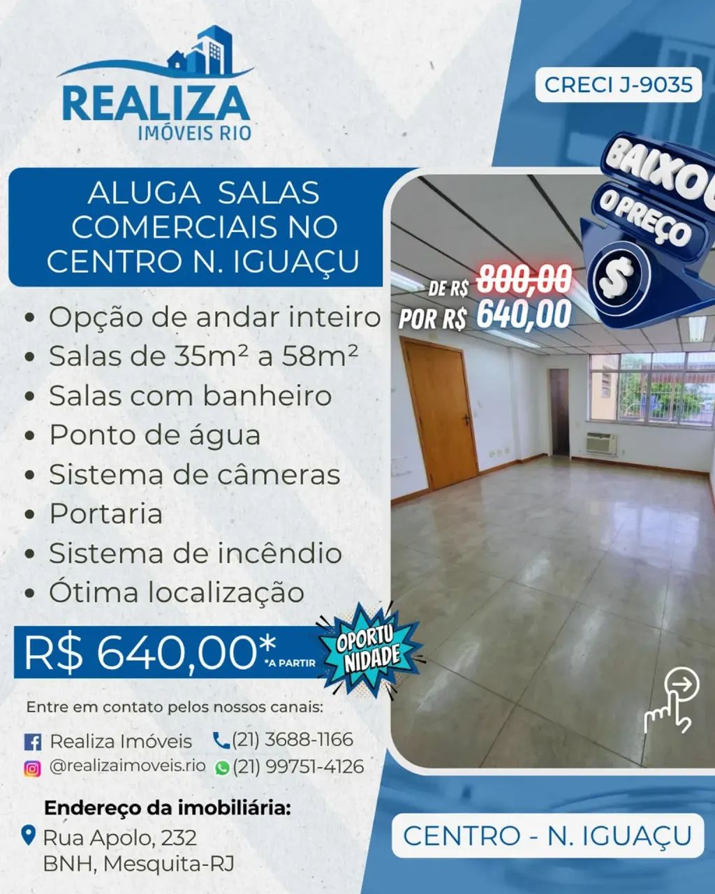 SALAS COMERCIAIS PARA LOCAÇÃO NA DOM WALMOR -  NOVA IGUAÇU! DOM - Foto 2