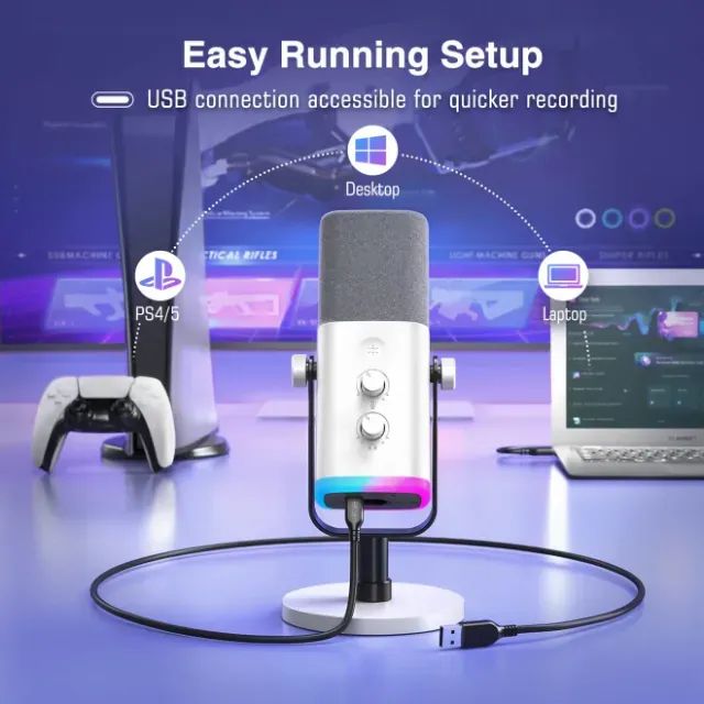 Microfone Fifine AM8 Branco | RGB | USB e XLR | Dinâmico -Entrega Grátis- - Foto 2
