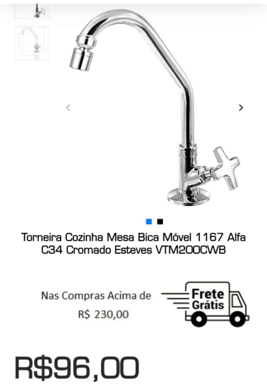Vendo 2 Torneira Cozinha Mesa Bica Móvel 1167 Alfa C34 Cromado Esteves - Foto 2
