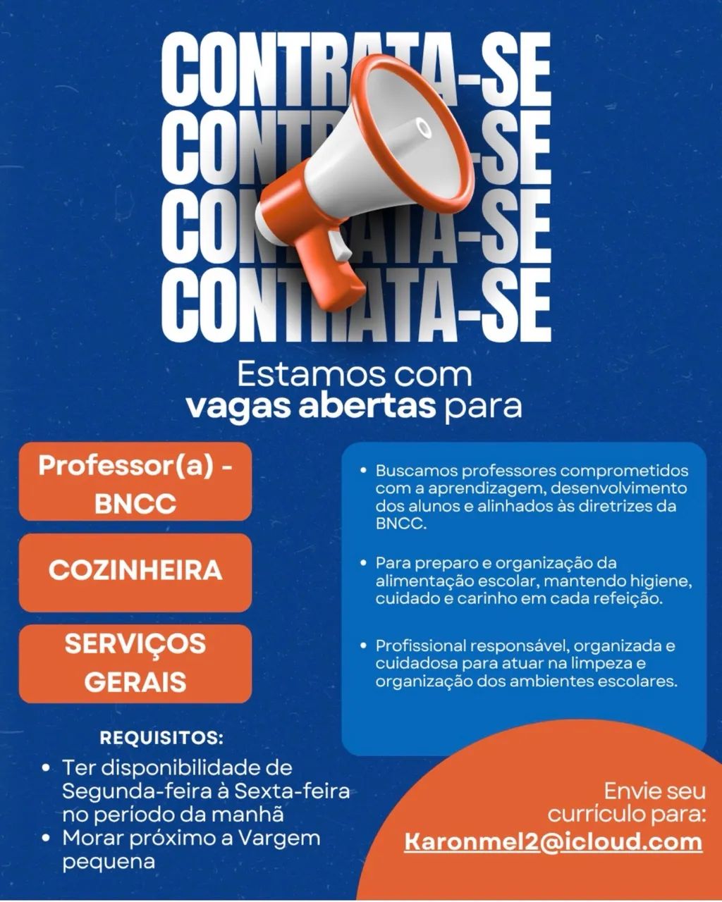 Contrata-se auxiliar e cozinheira 