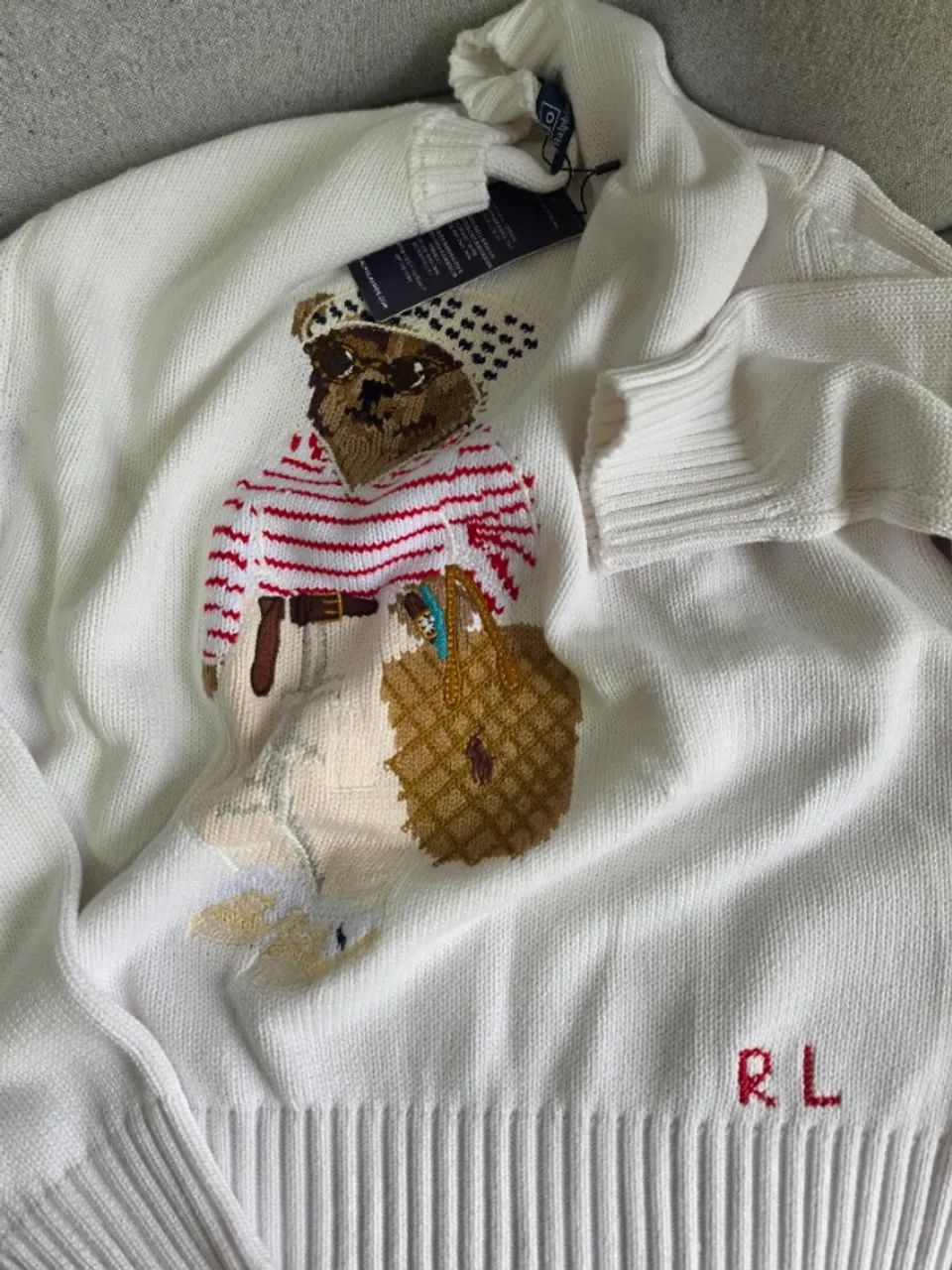 Suéter em Tricô Polo Bear Branco - Foto 4