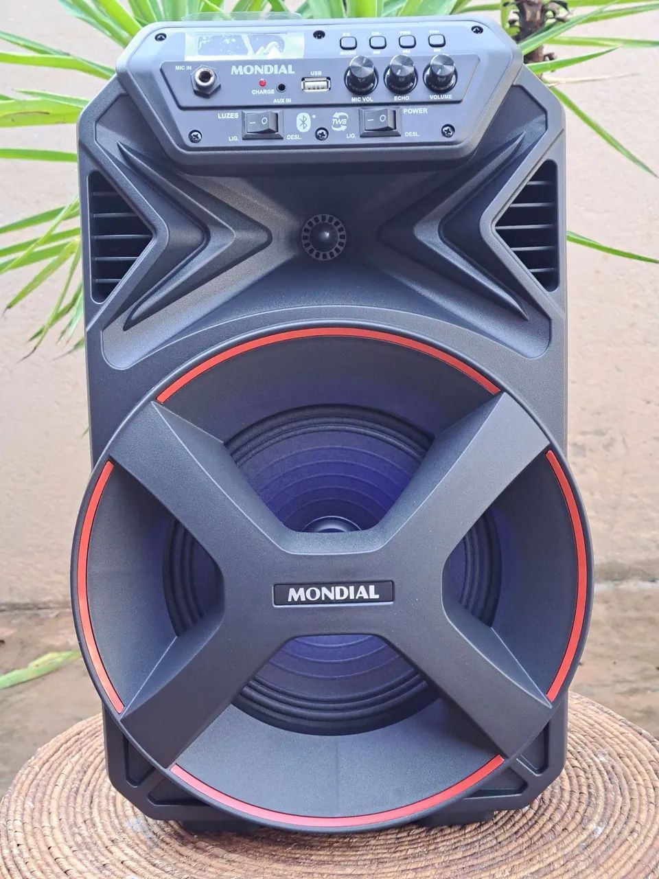 caixa de som mondial 250 w bluetooth tws + fm  + tws +usb 