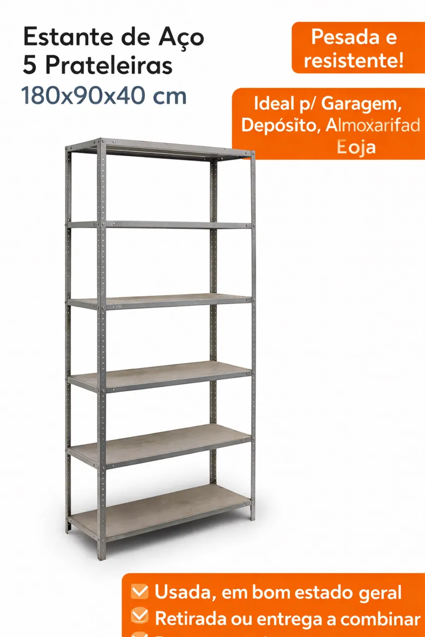 Estante de Aço 4 Prateleiras Reforçada 180x90x60 cm - Móveis Para