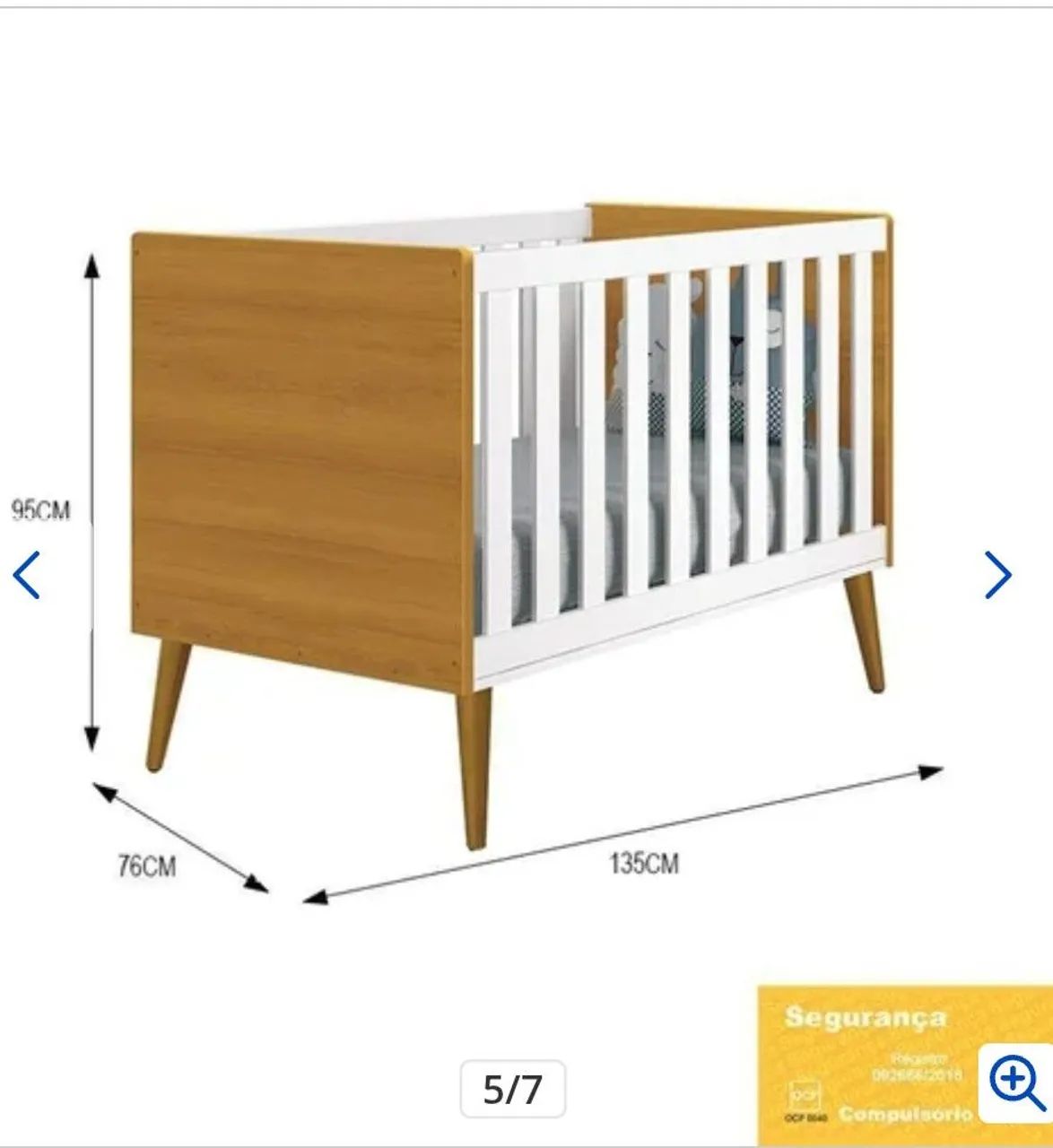 Dormitório infantil Theo retrô 3 portas, cômoda 1 porta, berço branco savana  - Foto 4