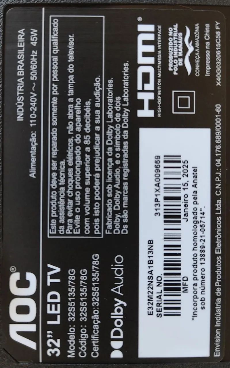 TV AOC Roku Smart 32 polegadas 32s5135 (Na Caixa) (Não Aceitamos Troca Apenas Venda) - Foto 2