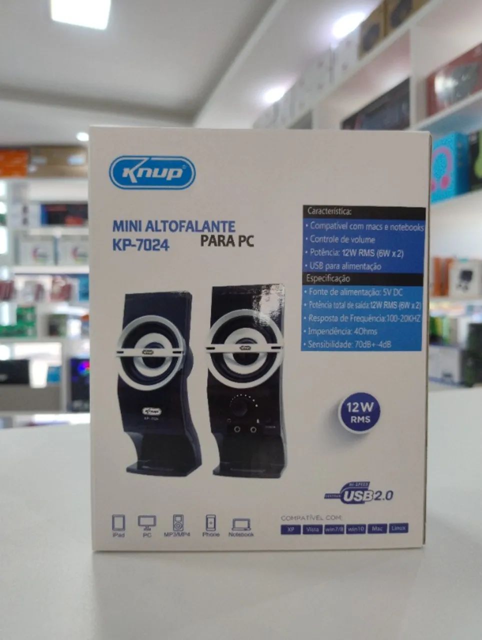 Caixa de Som KNUP 12W RMS USB P2 - Foto 2