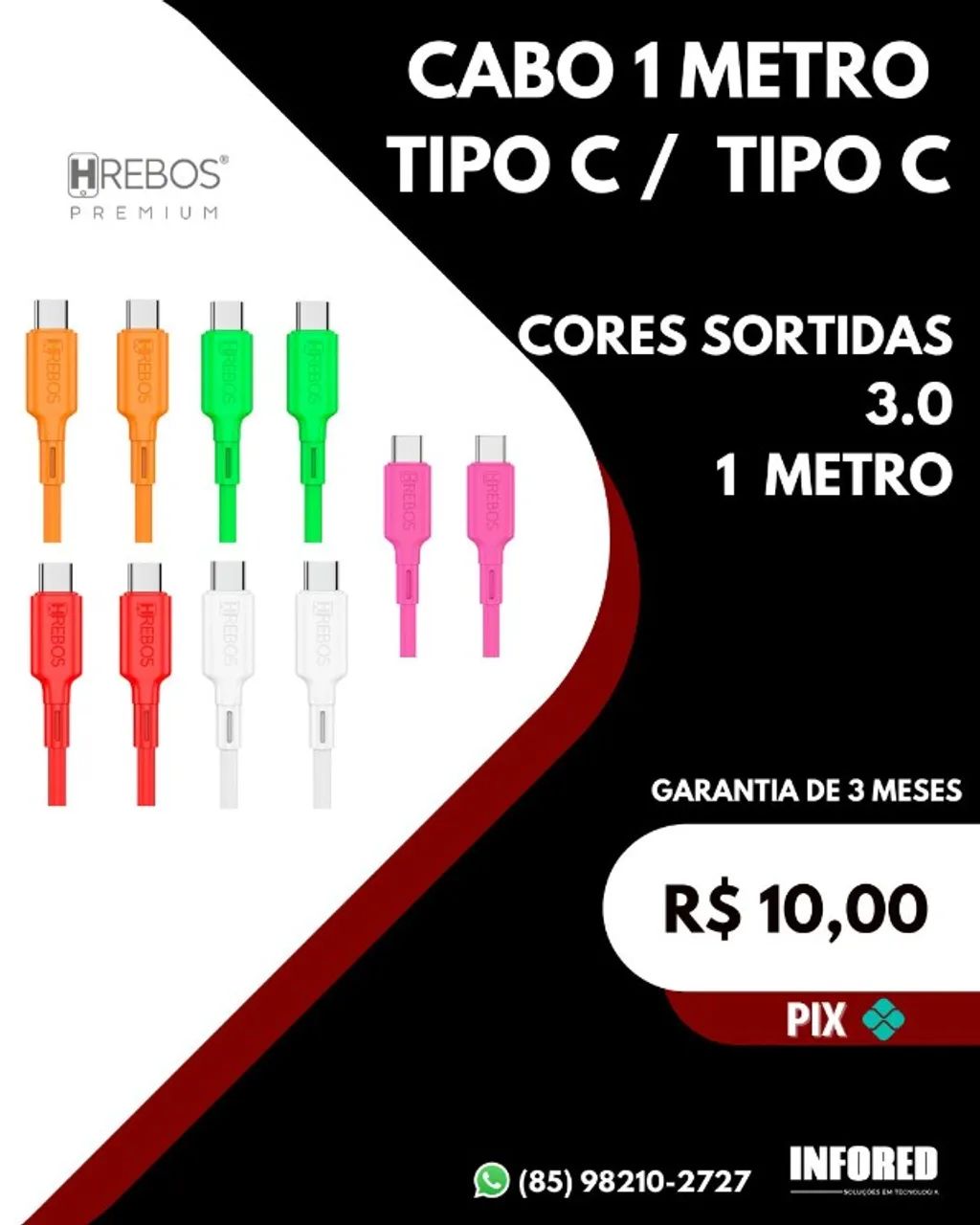 Cabo Tipo C para Tipo C 1 Metro 