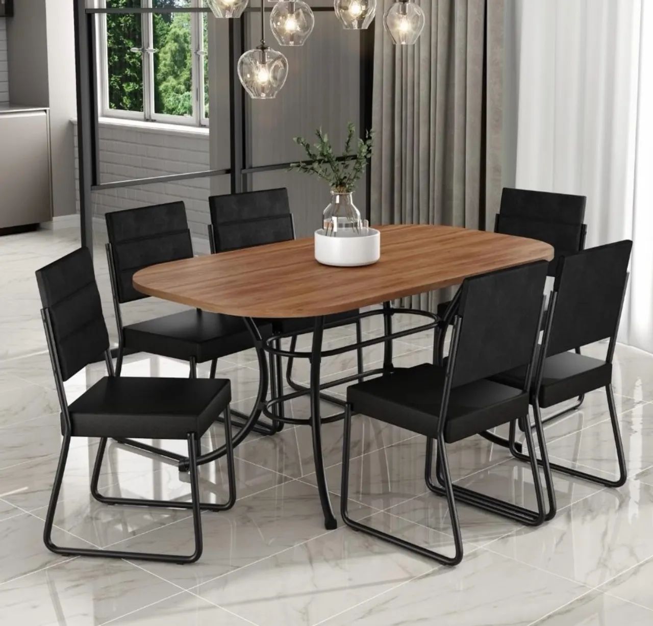Conjunto de mesa com 6 cadeiras 