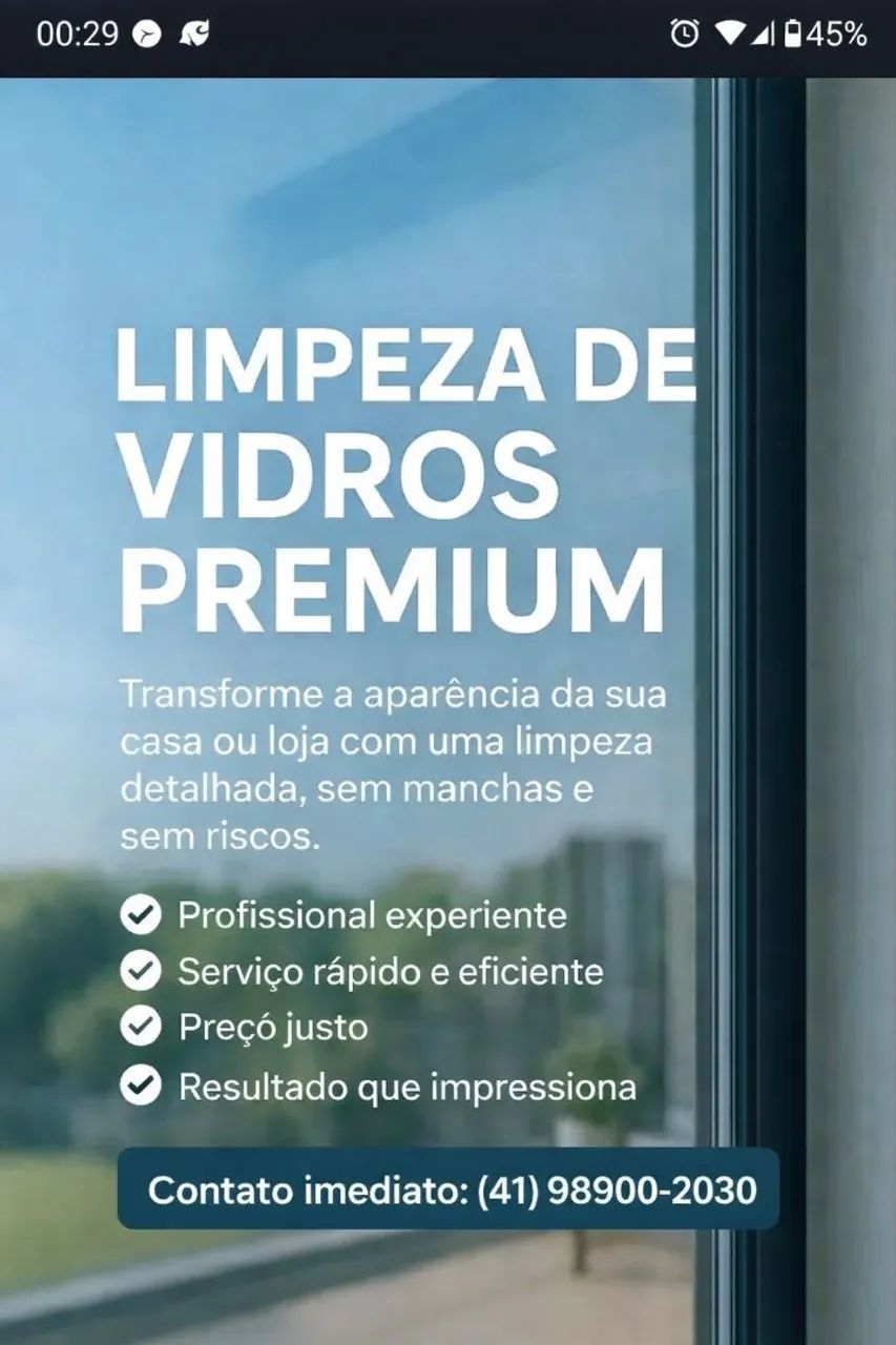Limpeza de vidros profissional 