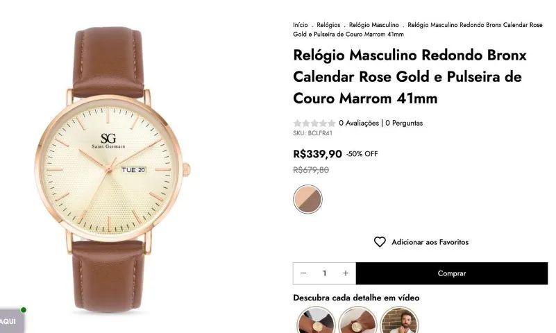 Relógio Saint Germain Bronx Calendar Rose Gold (BCLFR41