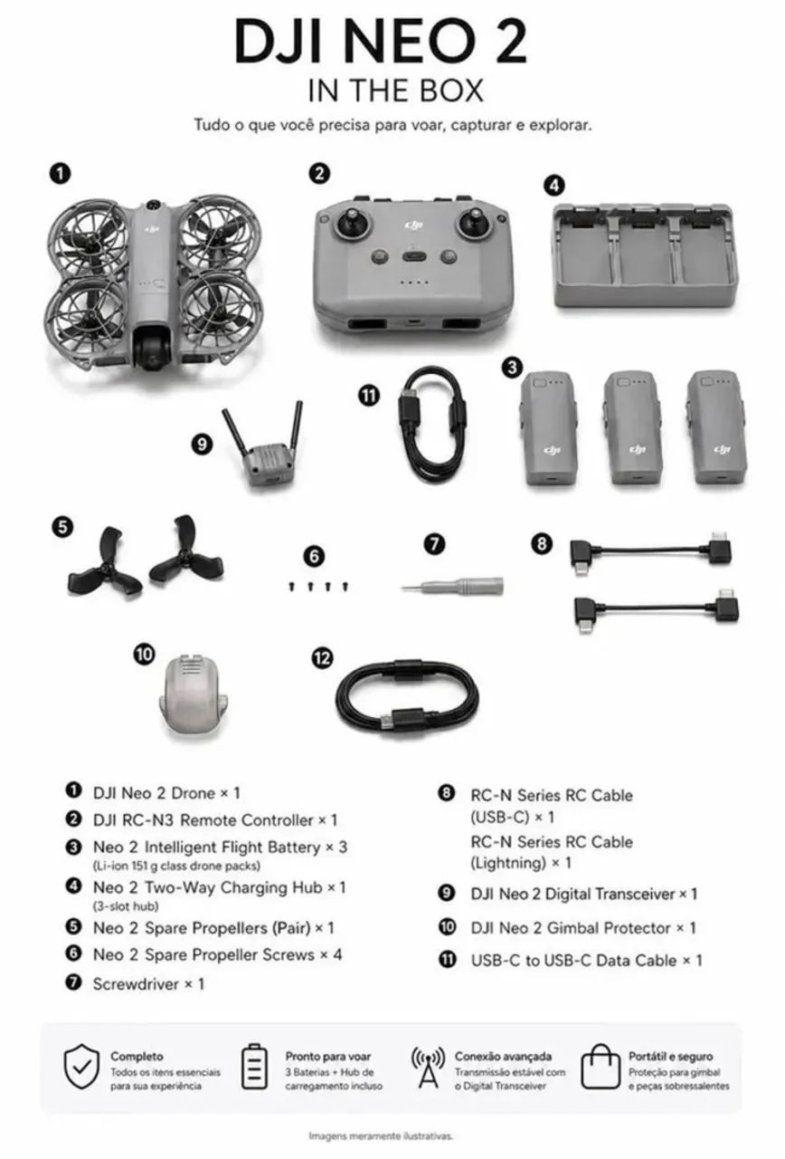 Drone DJI Neo 2 - Combo Fly More - Lacrado - Foto 2