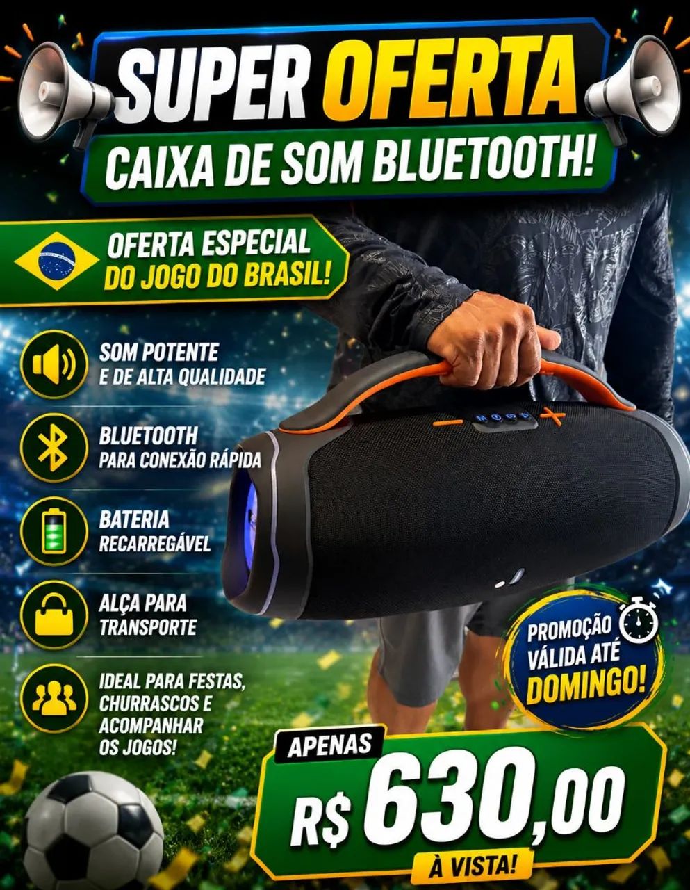Som BLUETOOTH PORTÁTIL BOOMBOX  - Foto 2