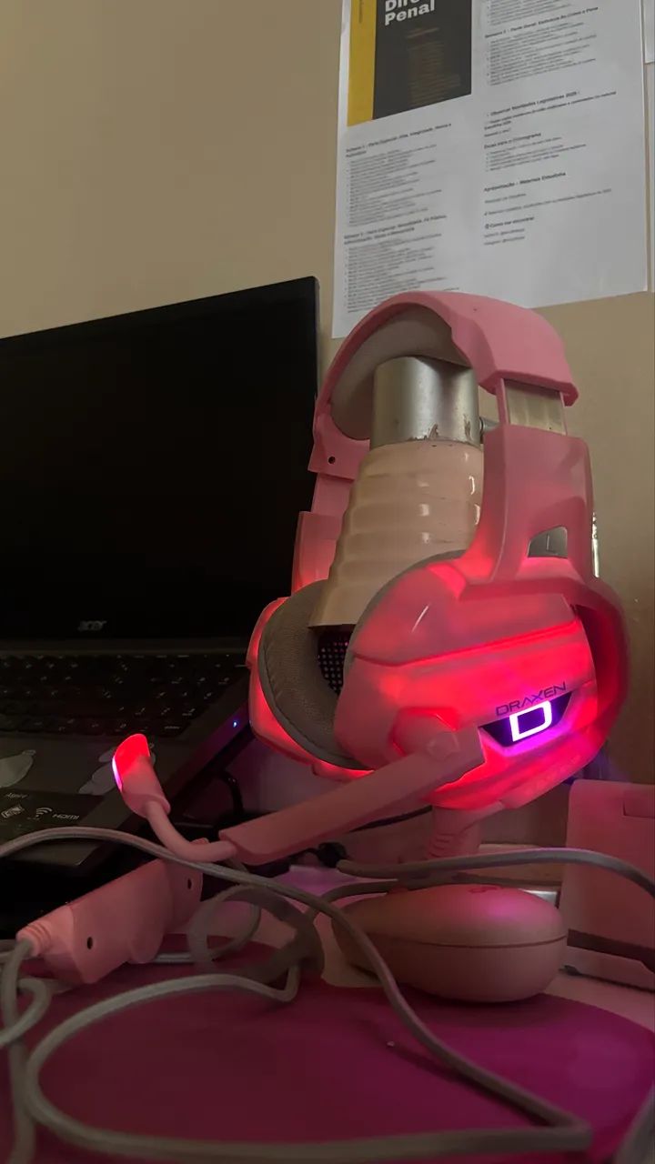 Headset gamer draxen rosa Dn103 - Foto 2