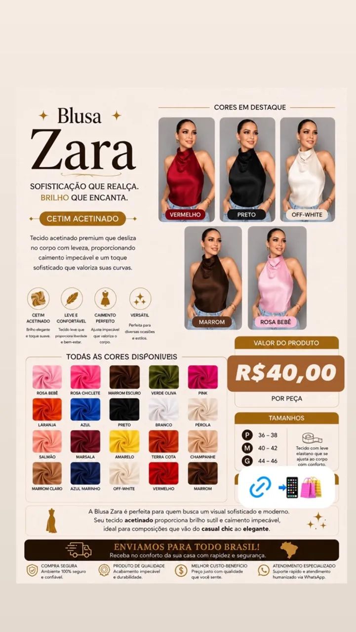 Blusa Zara cetim