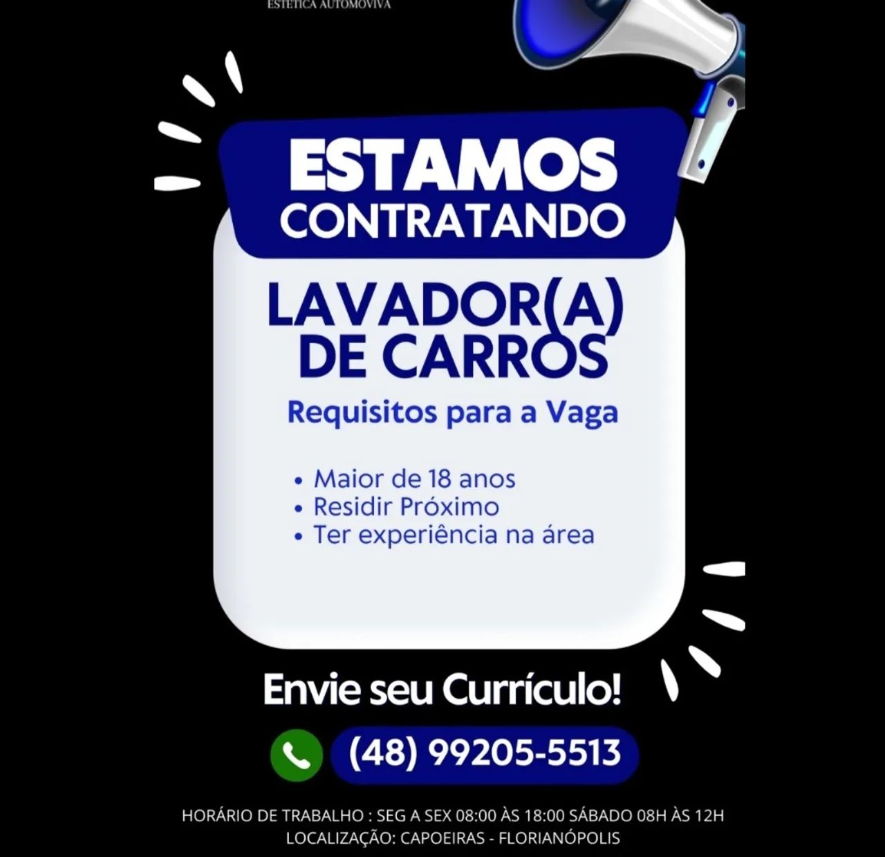 Vaga Lavador de veículos - Capoeiras
