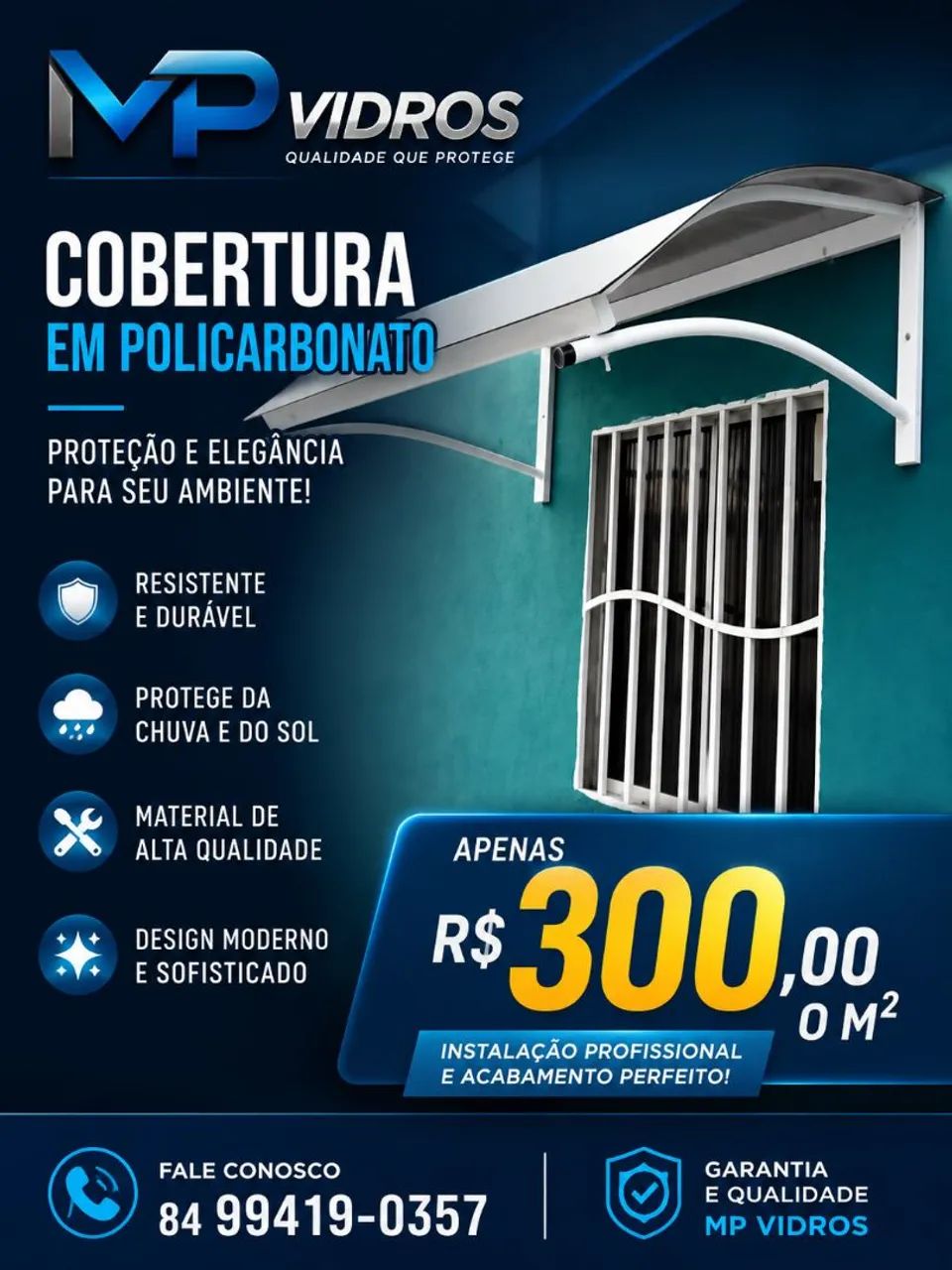 Toldo em policarbonato 