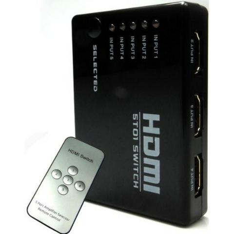 Adaptador Hub Switch Hdmi 5x1 Com Controle Remoto 5 Portas Hdmi Splitter Full Hd