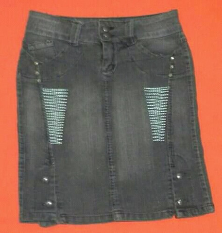 saia jeans cinza