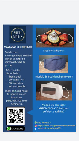 Máscara de proteção tecido antiviral