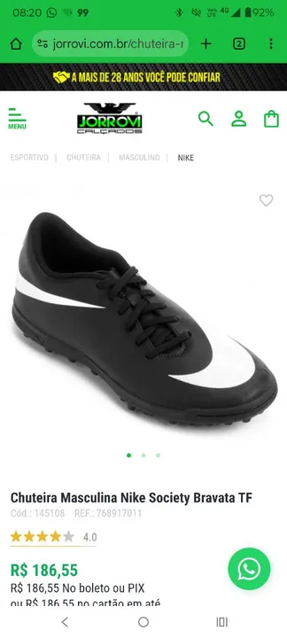 Chuteira Nike Society Bravata TF Masculina tam 41