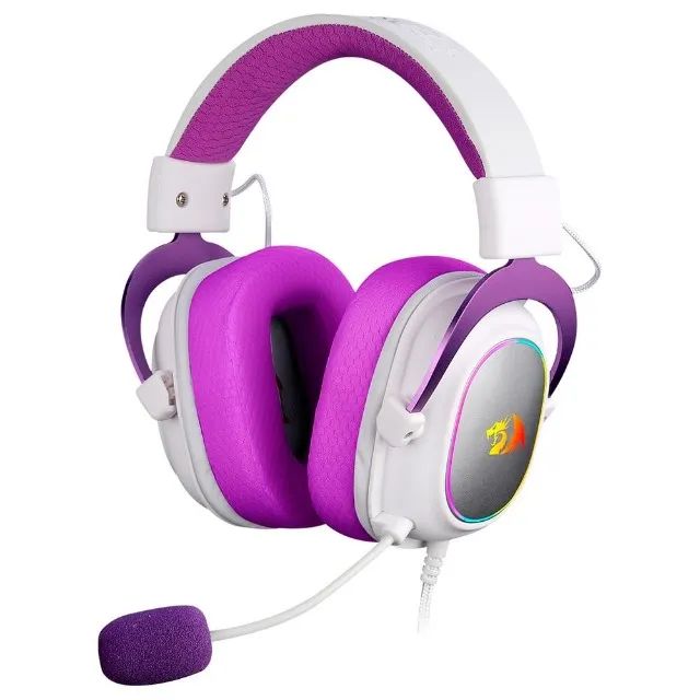 Headset Gamer Redragon Hero White/Purple P3 C/ Adaptador P2 - WZetta
