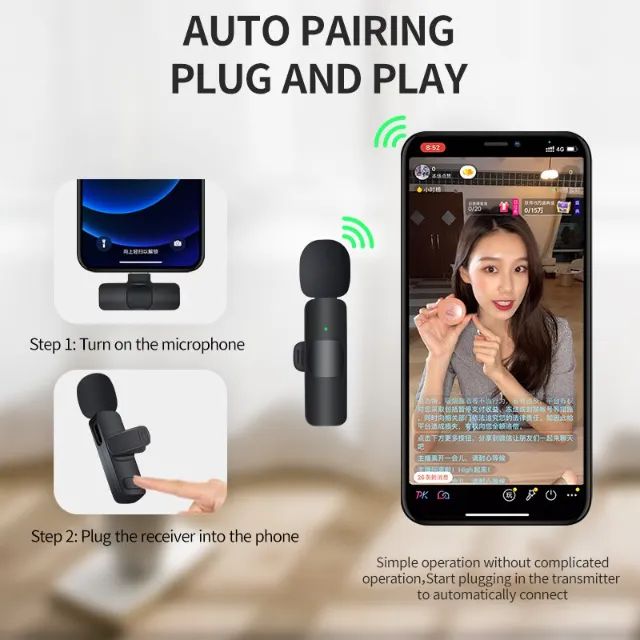Microfone Lapela Sem Fio Android Usb C Type C Gravação de Vídeo  Arduino Automa COD-AP149  - Foto 5