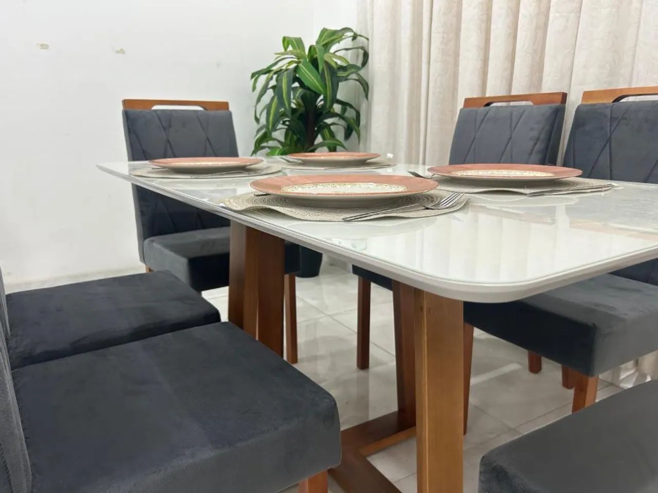 Mesa de Jantar  1.60×0.80 Com 6 Cadeiras Isadora l65 - Foto 2