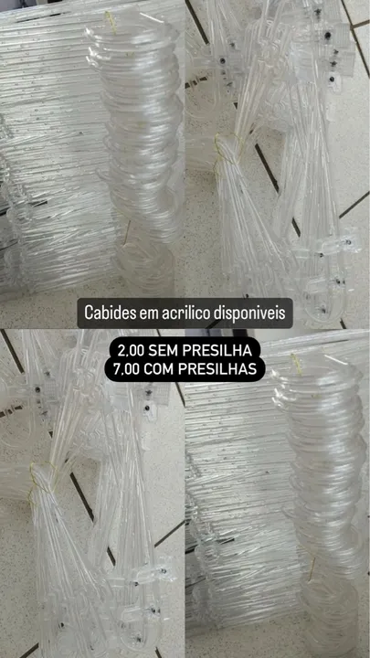 Cabides acrílico com presilhas