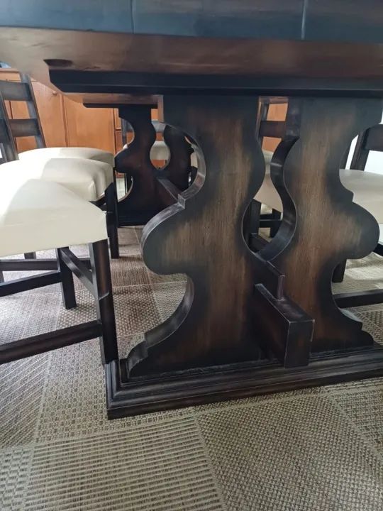linda mesa de jantar com 10 cadeiras estofada - Foto 3