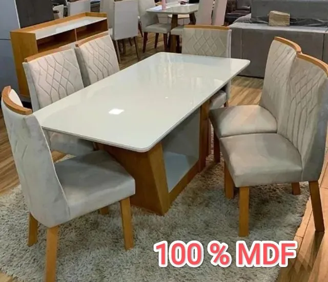 Mesa de jantar 6 lugares MDF NOVA