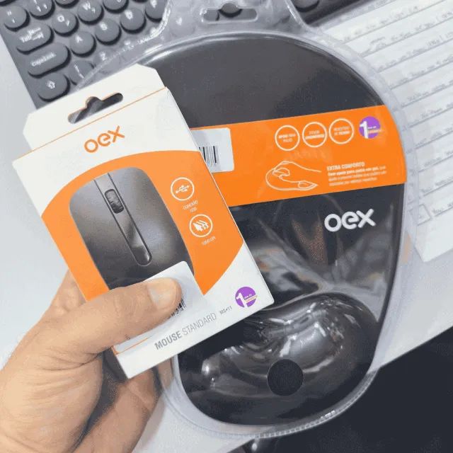 Kit Mouse Pad Gel + Mouse Com fio 1000dpi - Oex  cod: 10057 - Foto 2