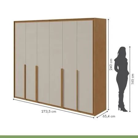 Guarda-roupa 6 Portas 6 Gavetas 100% Mdf Imperatore Amêndoa Clean/Off White - Foto 2
