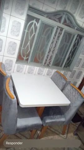 mesa jantar 4 cadeiras / cinza pronto entrega 