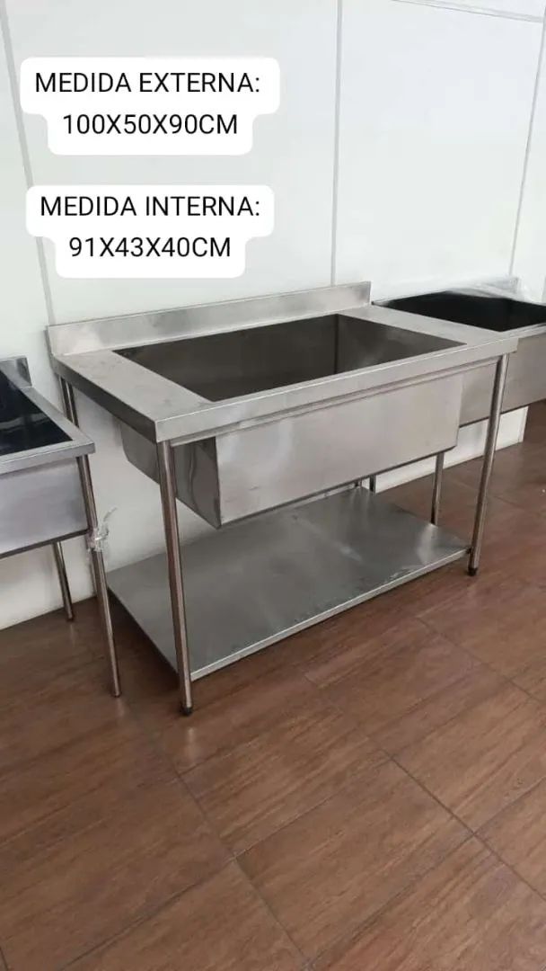   Tanque  Aço Inox Industrial, 100x50x90cm, bancadas inox em promoção a pronta entrega 