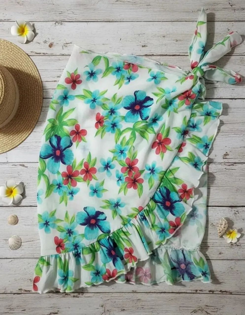água doce canga estampada floral