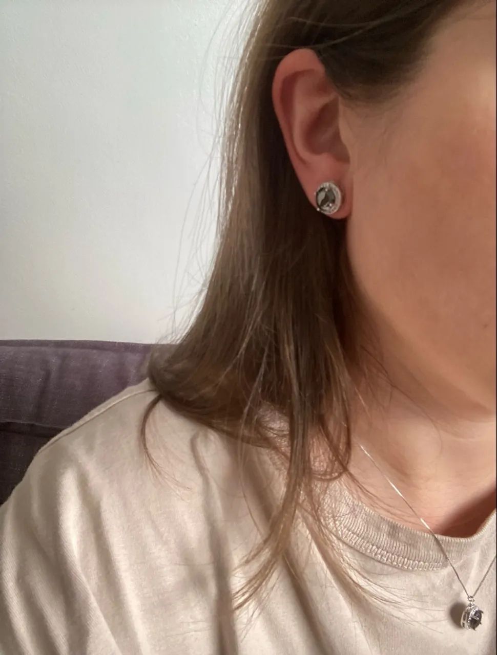 Conjunto brinco e colar com pedra preta - Foto 3