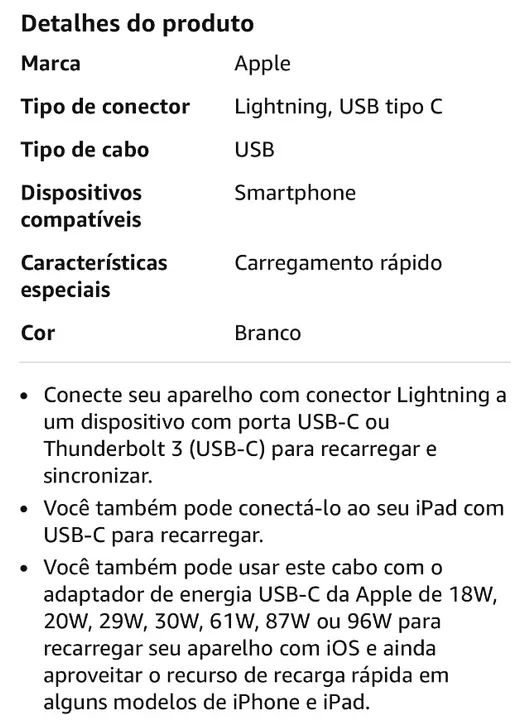 Cabo de USB-C para Lightning 1m Apple Original - Foto 2