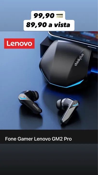 Fone Gamer Lenovo GM2 Pro - TWS - Novo