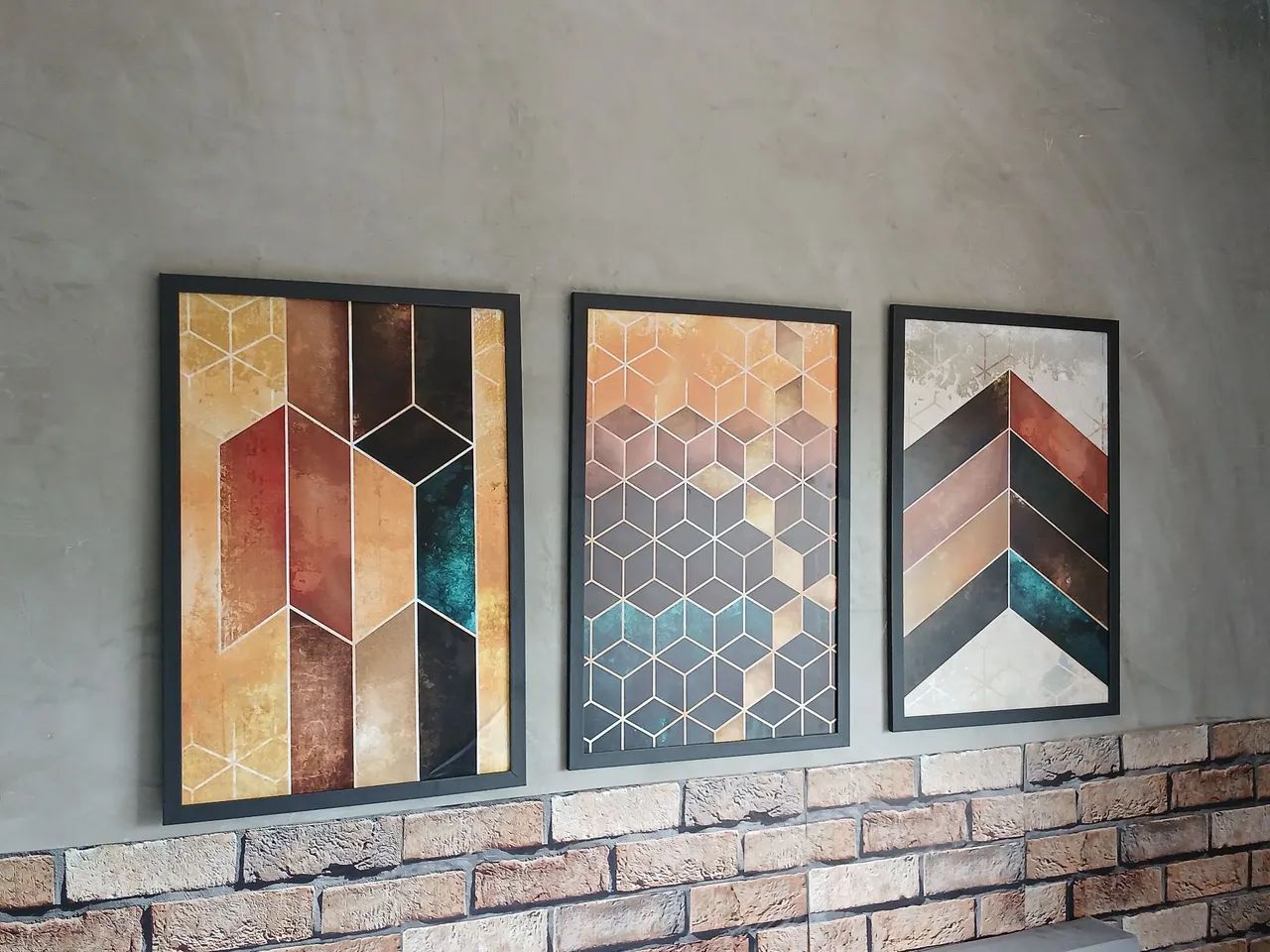 Quadro Decorativo Sala Escritório 40x60 Trio Geometria Cubos<br> - Foto 2