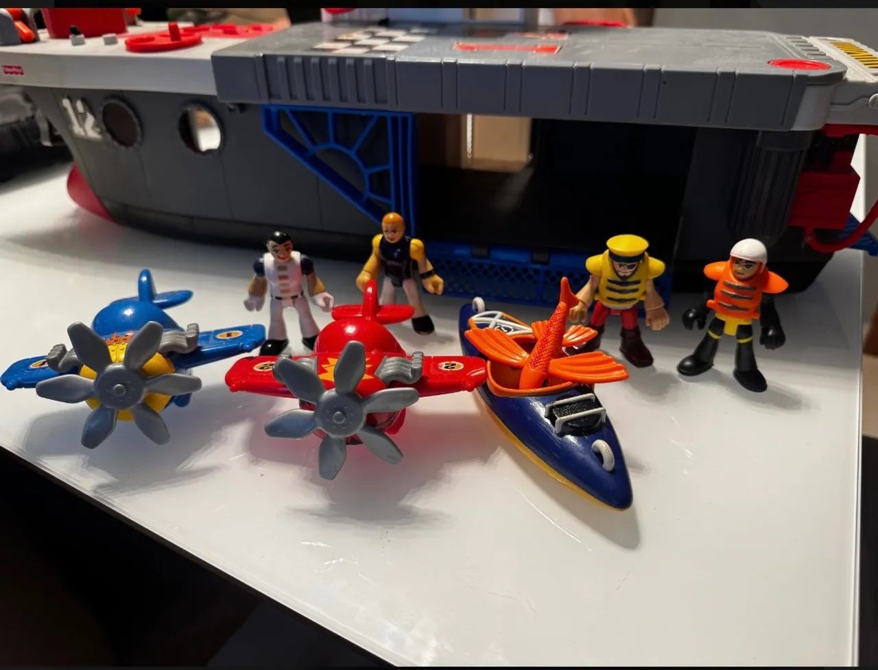 Navio Porta Aviões Imaginext Fischer Price Azul-aço (Usado