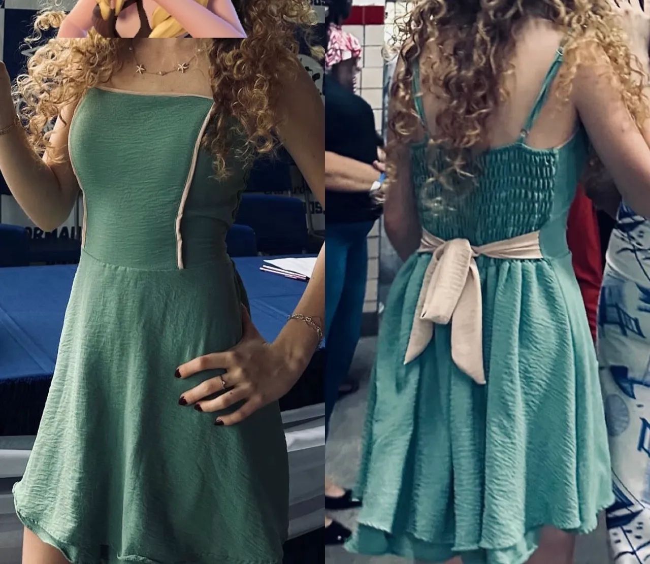 Vestido Rodado Verde com Laço 