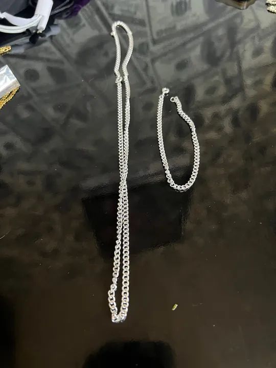 Corrente + bracelete folheado a prata 