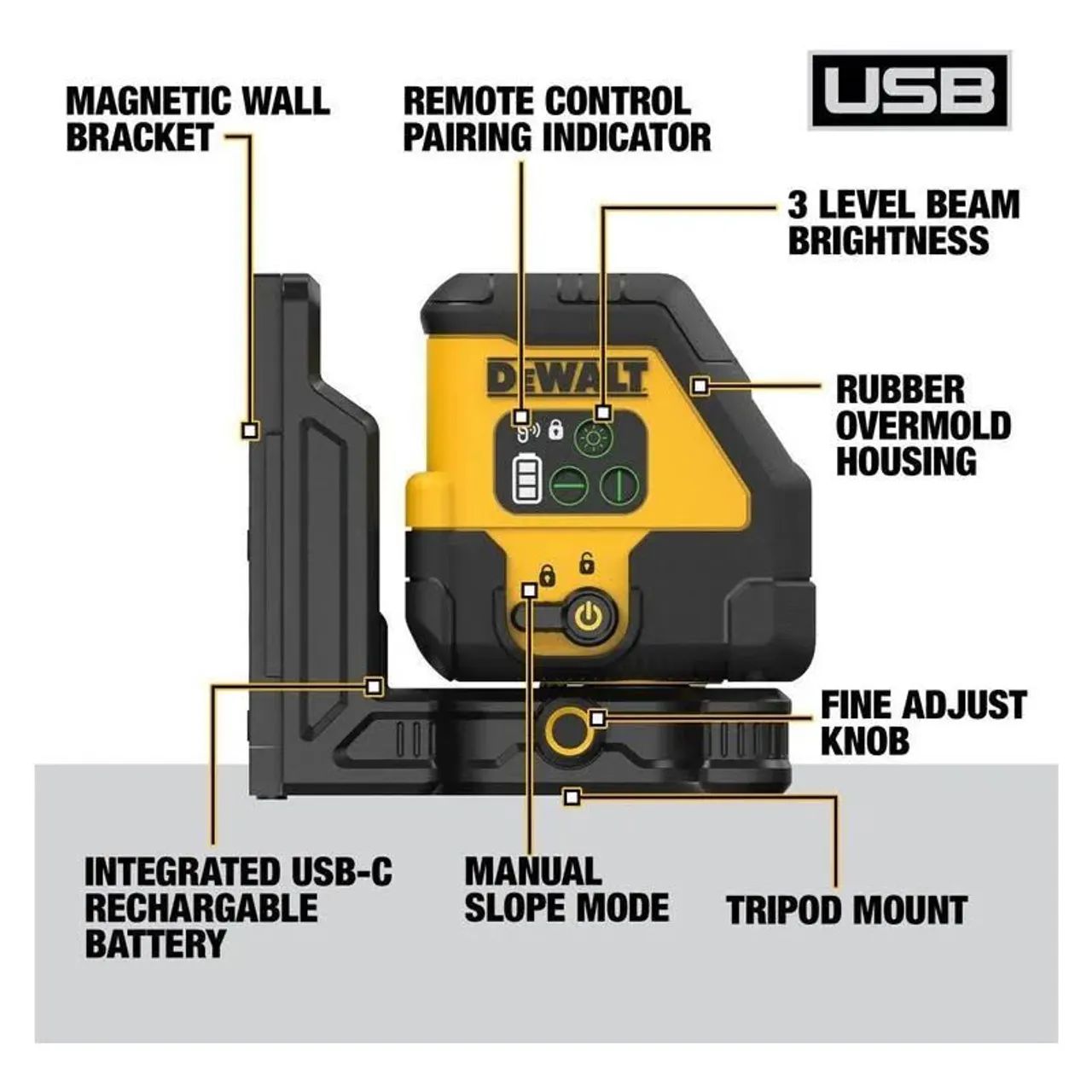 Nível a laser Dewalt - Recarregável  - Foto 2