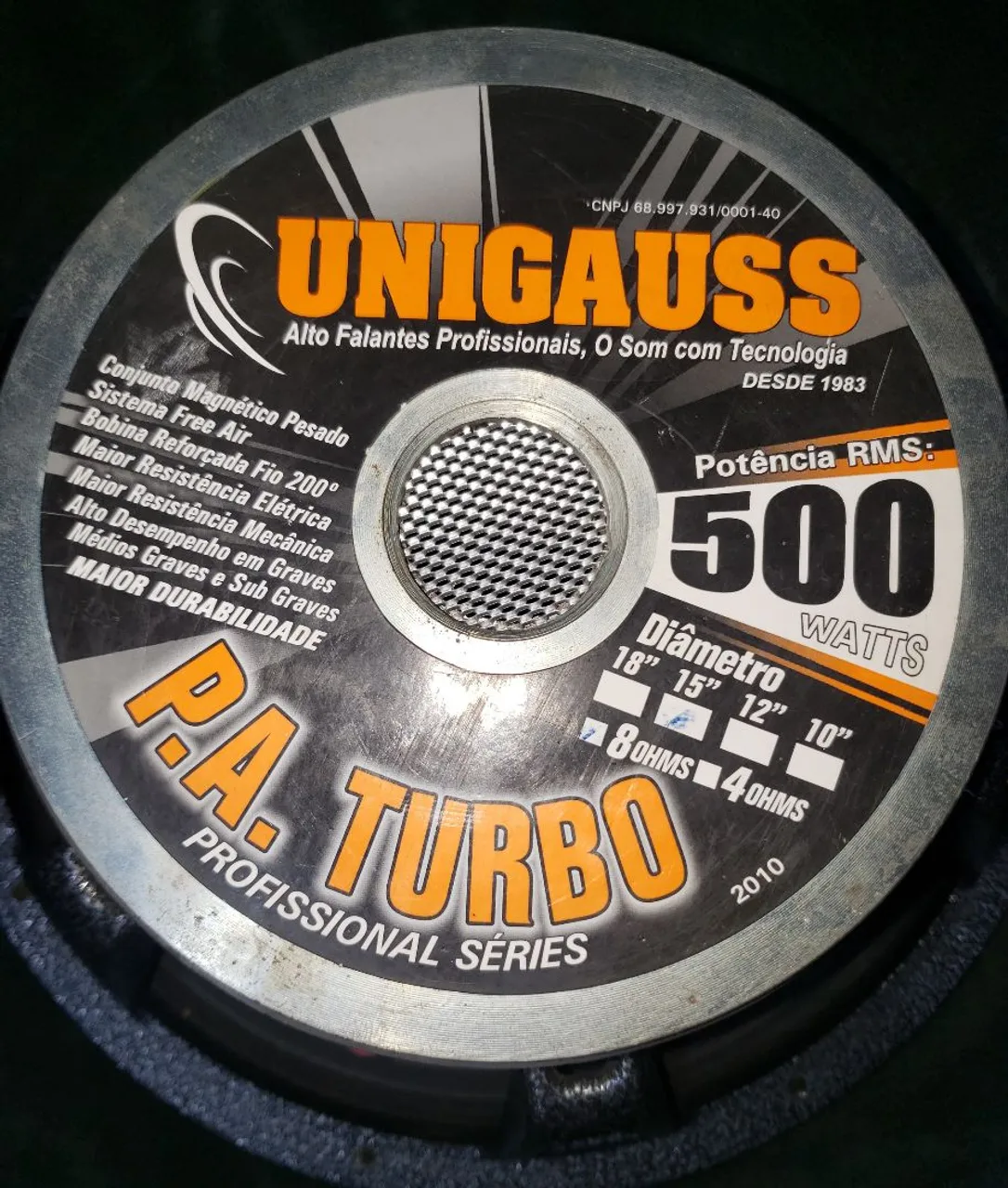Alto-falante Unigauss PA Turbo 500W RMS