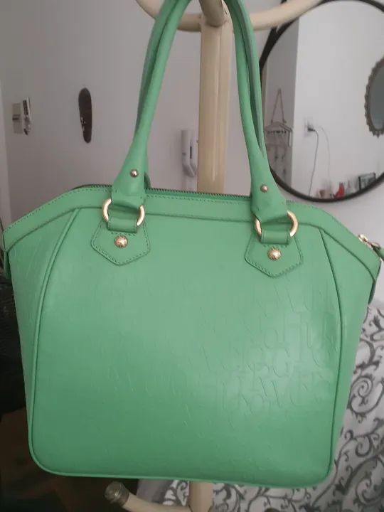 Bolsa de mão verde em couro - Foto 2
