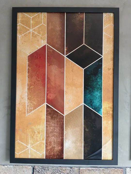 Quadro Decorativo Sala Escritório 40x60 Trio Geometria Cubos<br> - Foto 3