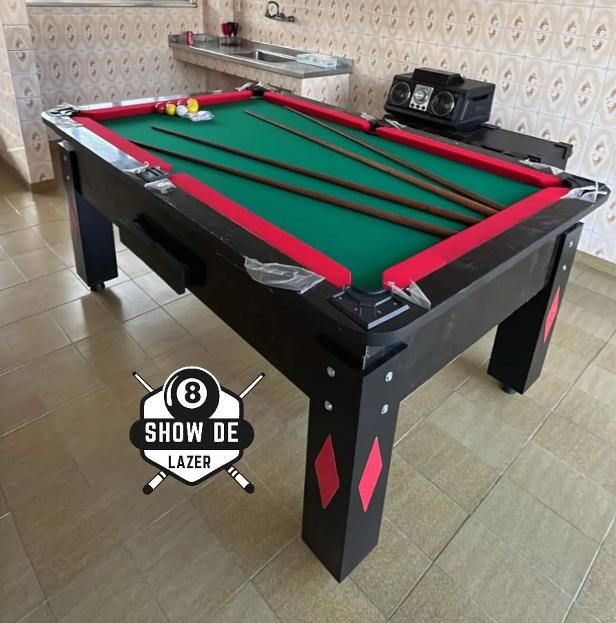 Sinuca Premium De Gaveta Verde Com Vermelho 