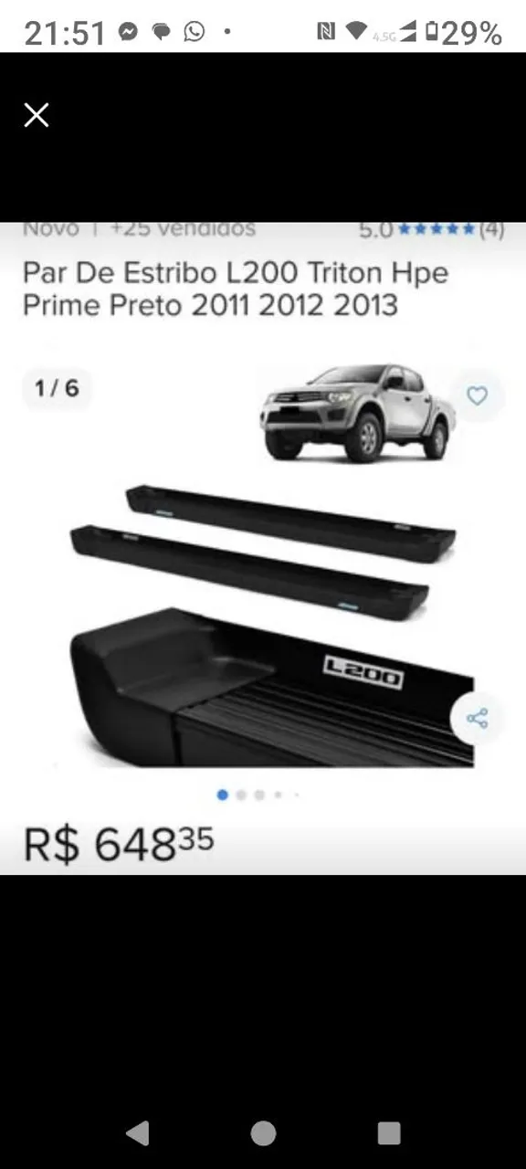 Par de Estribo L200 Triton Hpe Prime Preto